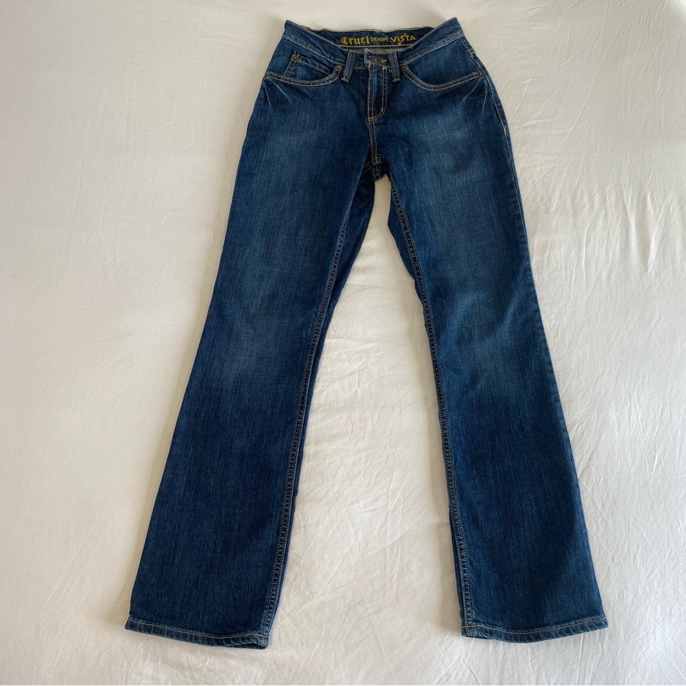Cruel Denim Vista Womens Bootcut Jeans Dark Wash Embroidered Pockets 27/3 R - Picture 2 of 8
